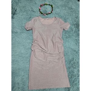 Maternity babyshower Dress Pink sparkly size L diy flower headband